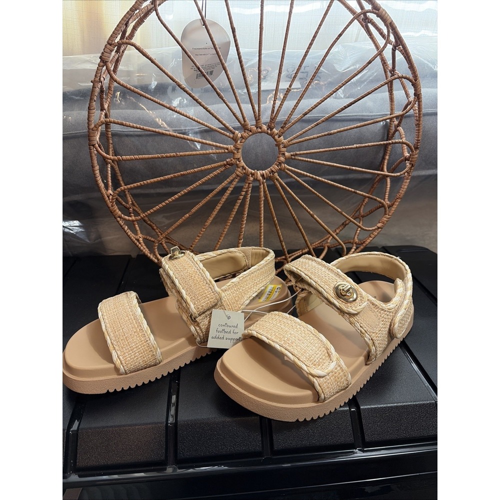 Women's Tilly Raffia Platform Footbed Sandals Sz 8 Reg $40 A New Day Tan NWT
